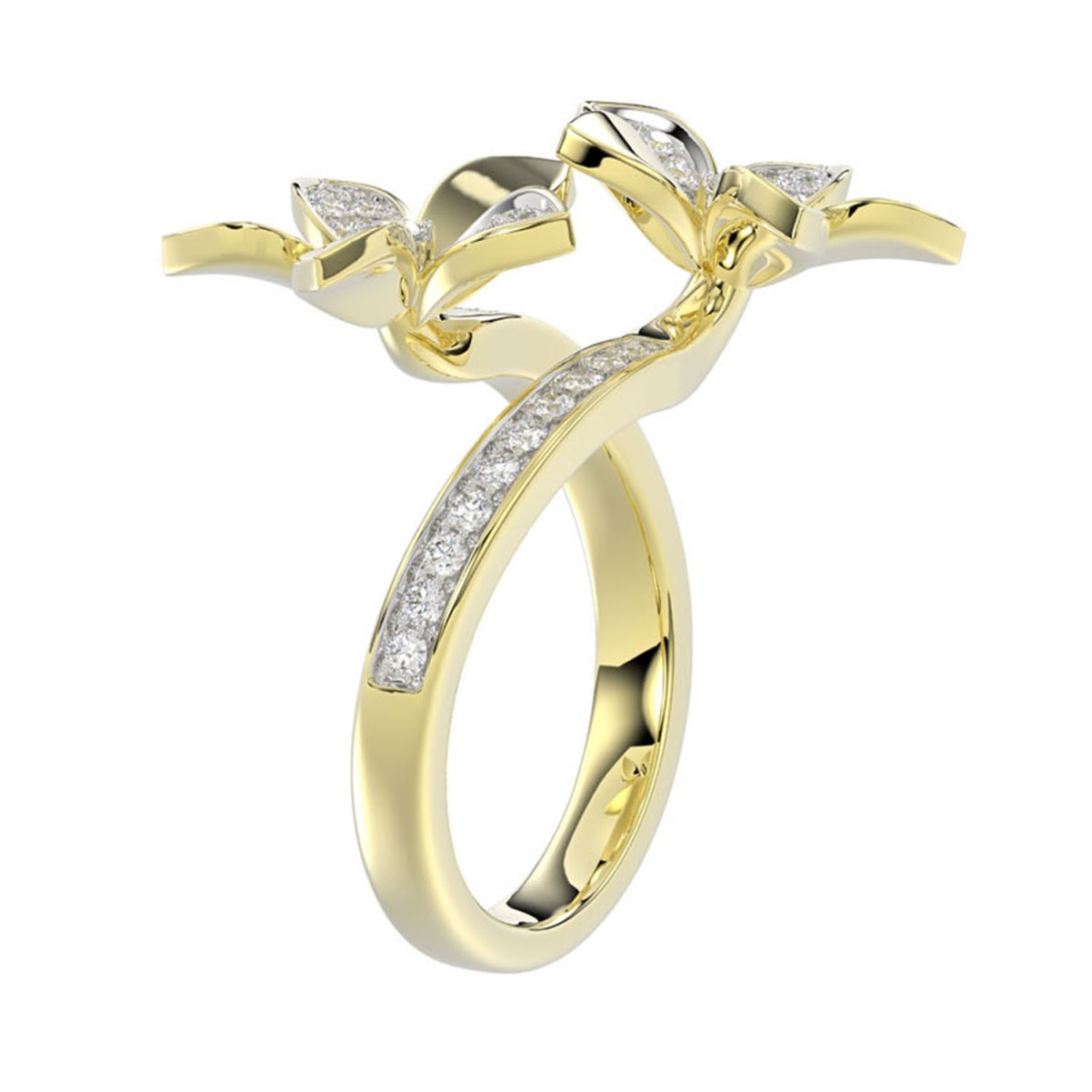18K YELLOW GOLD 1/2CT ROUND DIAMOND LADIES RING 