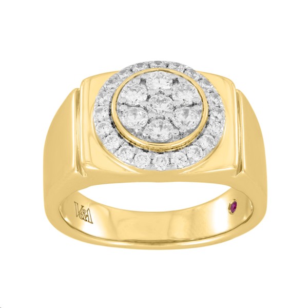 14K YELLOW GOLD 1CT ROUND DIAMOND MENS RING...
