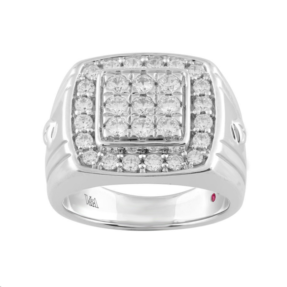 14K WHITE GOLD 1 1/2CT ROUND DIAMOND MENS RING