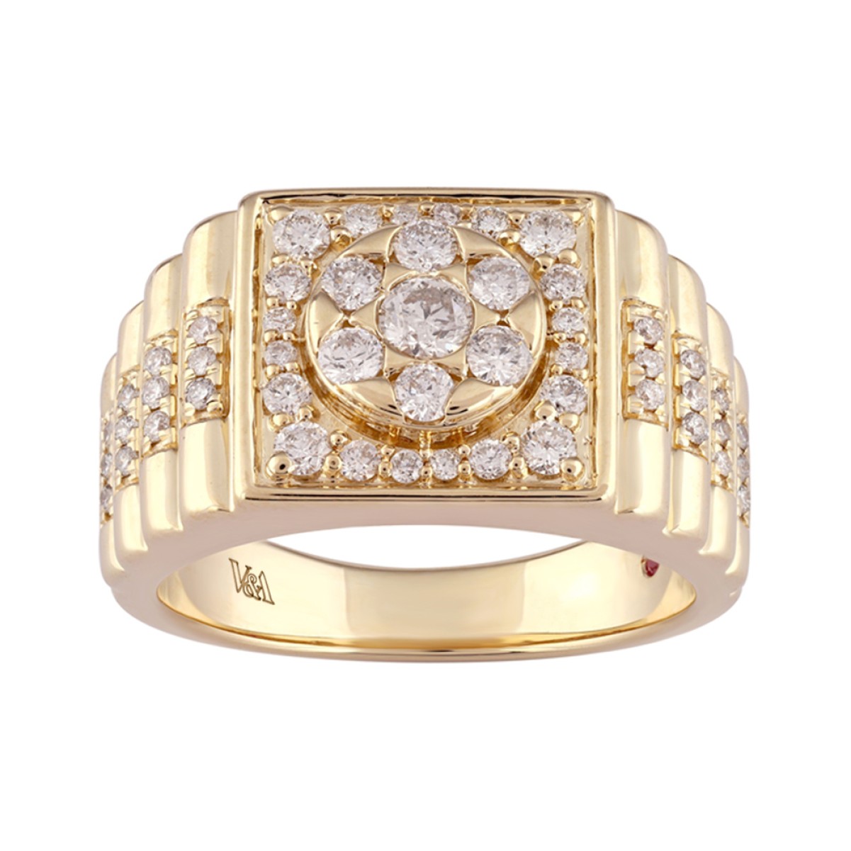 14K YELLOW GOLD 1CT ROUND DIAMOND MEN'S RINGS