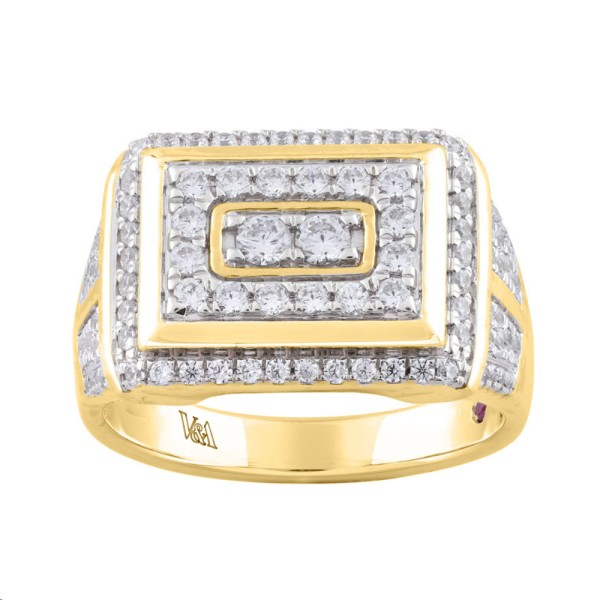 14K YELLOW GOLD 1CT ROUND DIAMOND MEN'S RINGS...