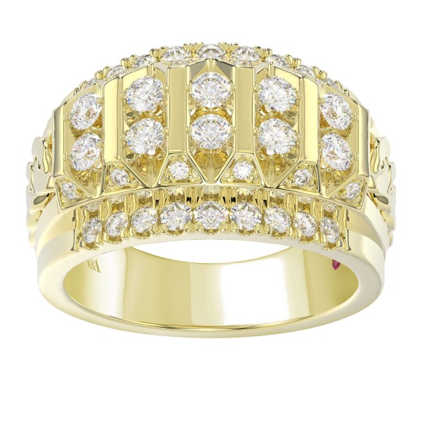 14K YELLOW GOLD 1 1/2CT ROUND DIAMOND MEN'S RINGS...