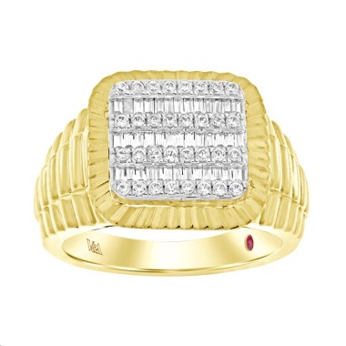 14K YELLOW GOLD 1/2CT ROUND/BAGUETTE DIAMOND MENS RING