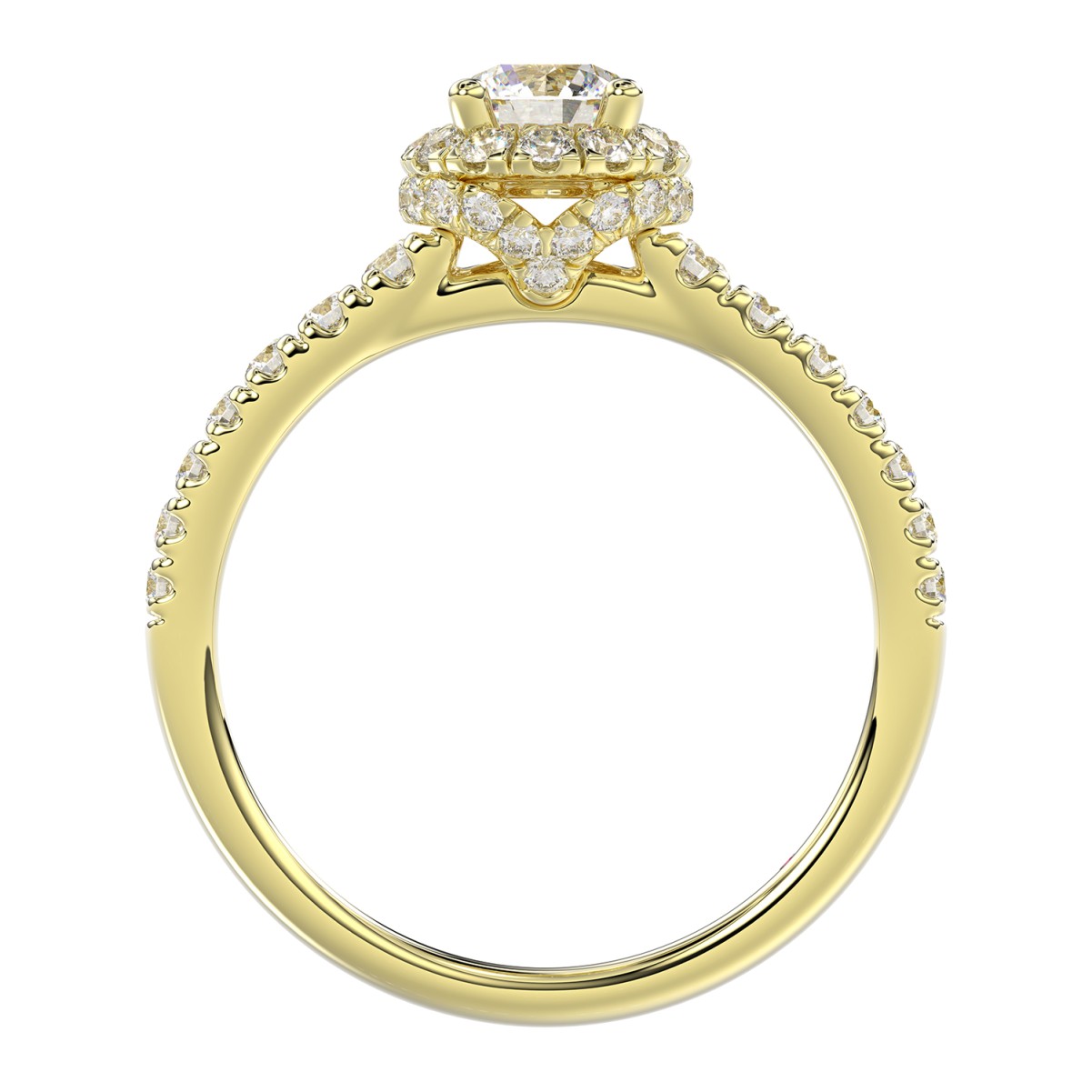18K YELLOW GOLD 1 1/3CT ROUND DIAMOND LADIES BRIDAL SET(CENTER STONE ROUND DIAMOND 1/2CT)