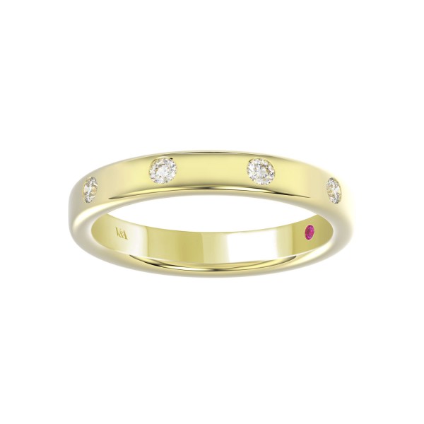14K YELLOW GOLD 1/6CT ROUND DIAMOND LADIES BAND ...