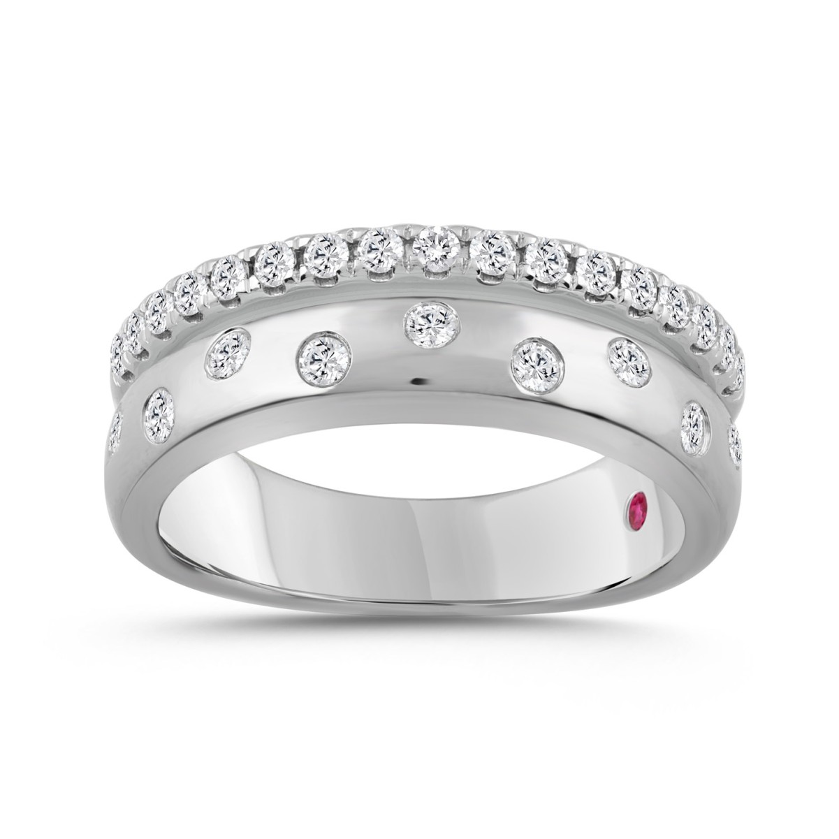 14K WHITE GOLD 1/2CT ROUND/PINK SAPPHIRE DIAMOND LADIES BAND 