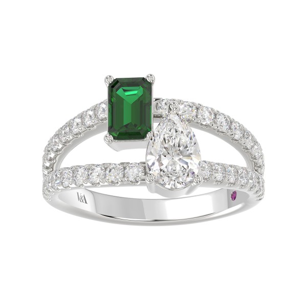 18K WHITE GOLD 7/8CT ROUND/PEAR/EMERALD DIAMOND LA...