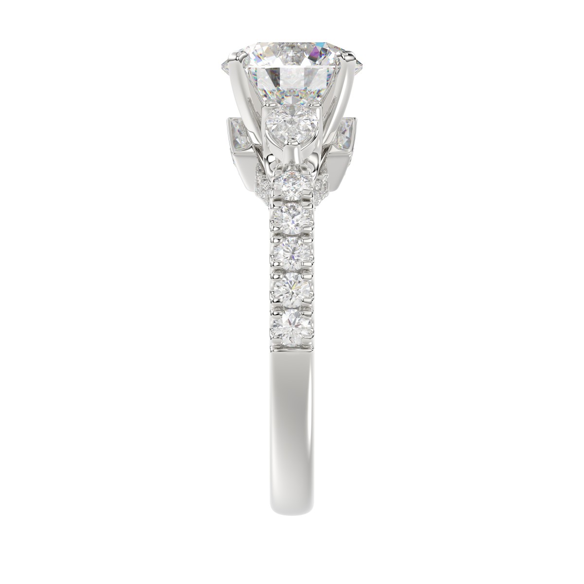 14K WHITE GOLD 3/4CT ROUND/PEAR DIAMOND LADIES SEMI MOUNT RING (CENTER STONE ROUND DIAMOND 2CT) 14K WHITE GOLD 3/4CT ROUND/PEAR DIAMOND LADIES SEMI MOUNT RING (CENTER STONE ROUND DIAMOND 2CT)