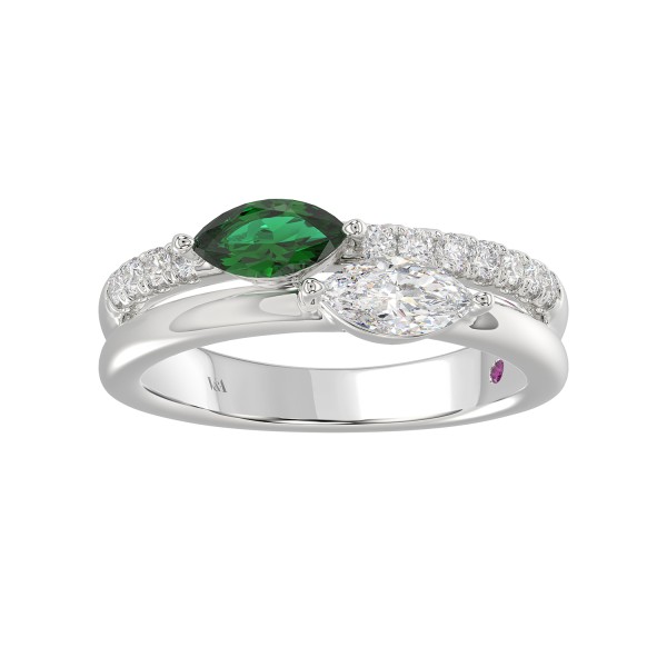 18K WHITE GOLD 1/2CT ROUND/MARQUISE DIAMOND LADIES...
