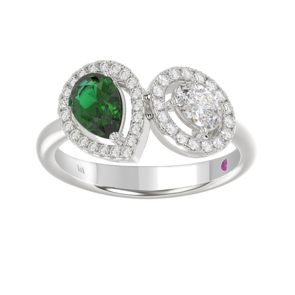18K WHITE GOLD 1 1/3CT ROUND/PEAR/OVAL DIAMOND LAD...