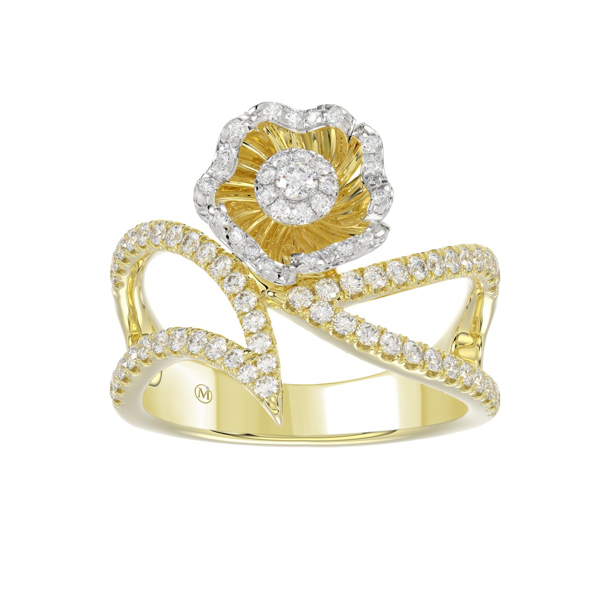 18K YELLOW GOLD 1/2CT ROUND DIAMOND LADIES RING 