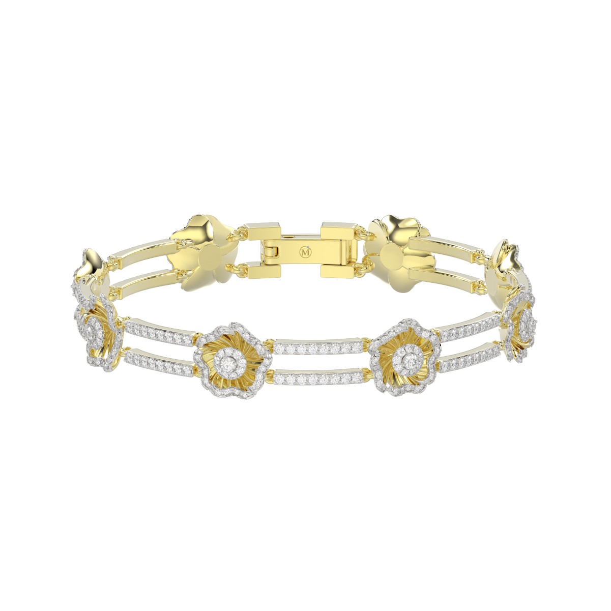 18K YELLOW GOLD 2 1/2CT ROUND DIAMOND LADIES BRACELET 