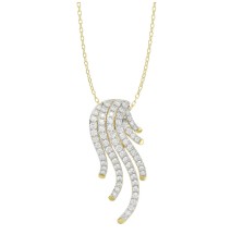 18K YELLOW GOLD 3/4CT ROUND DIAMOND LADIES PENDANT WITH CHAIN  