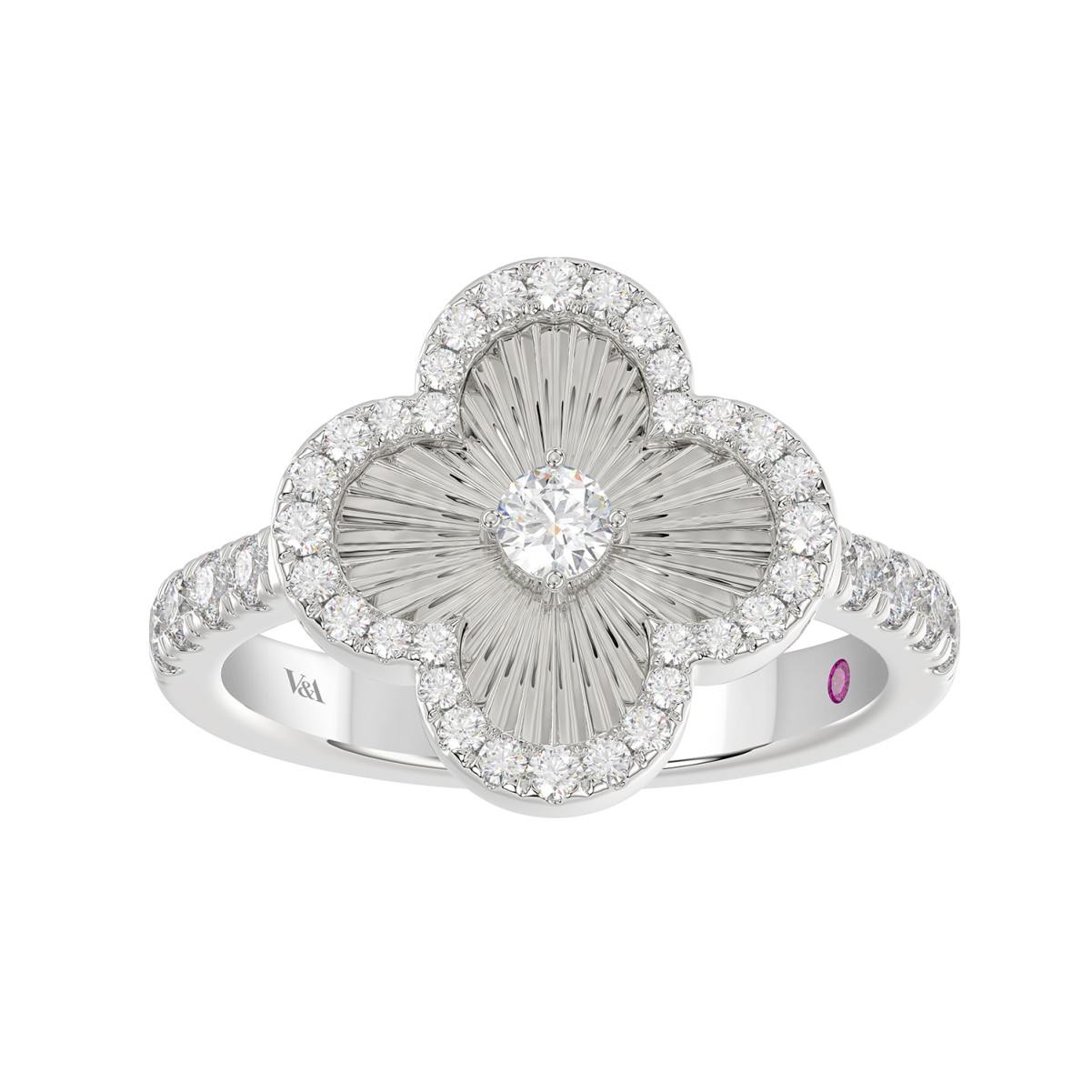 18K WHITE GOLD 1/2CT ROUND DIAMOND LADIES FASHION RING