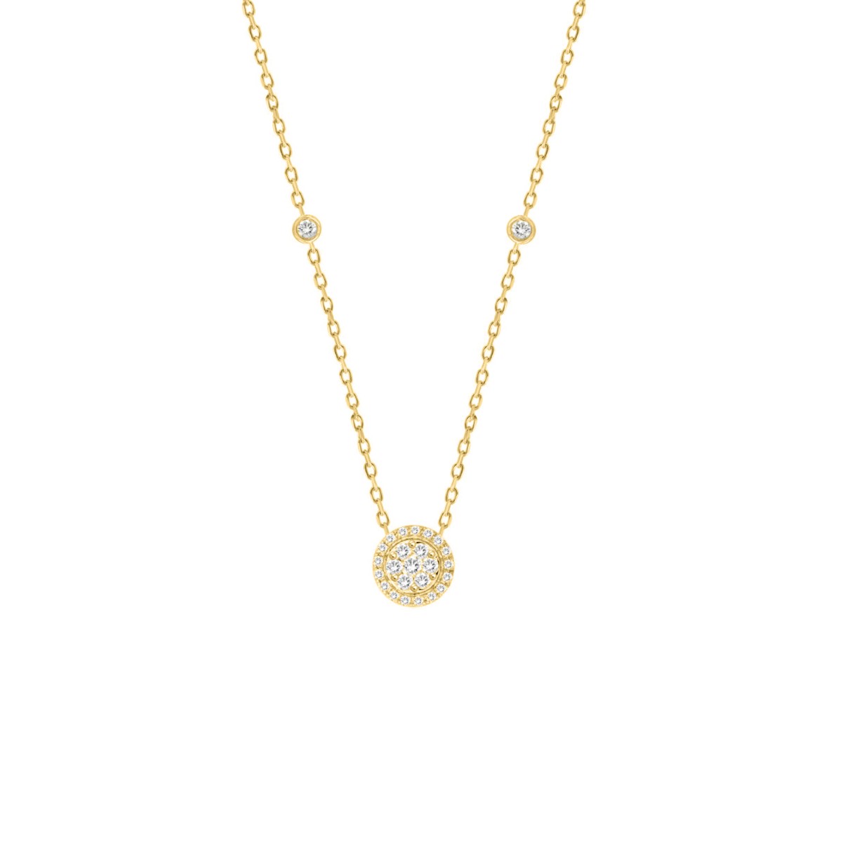 14K YELLOW GOLD 1/3CT ROUND DIAMOND LADIES NECKLACE 