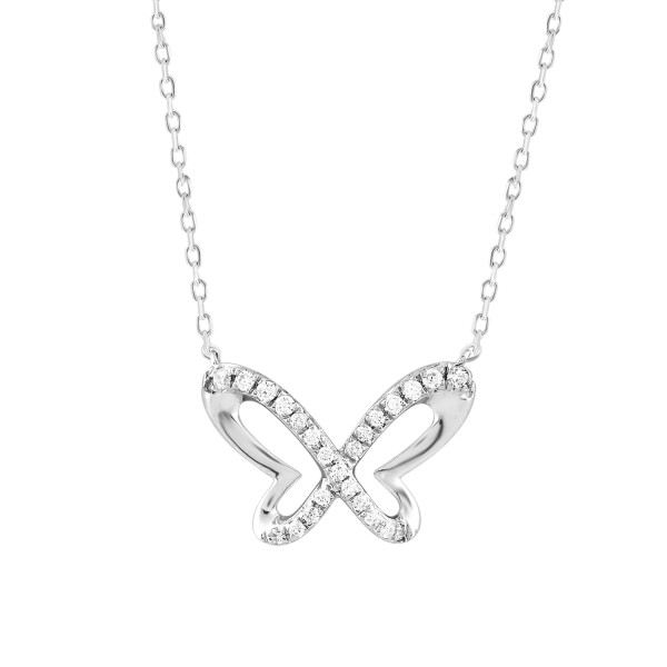10K WHITE GOLD 1/6CT ROUND DIAMOND LADIES NECKLACE...