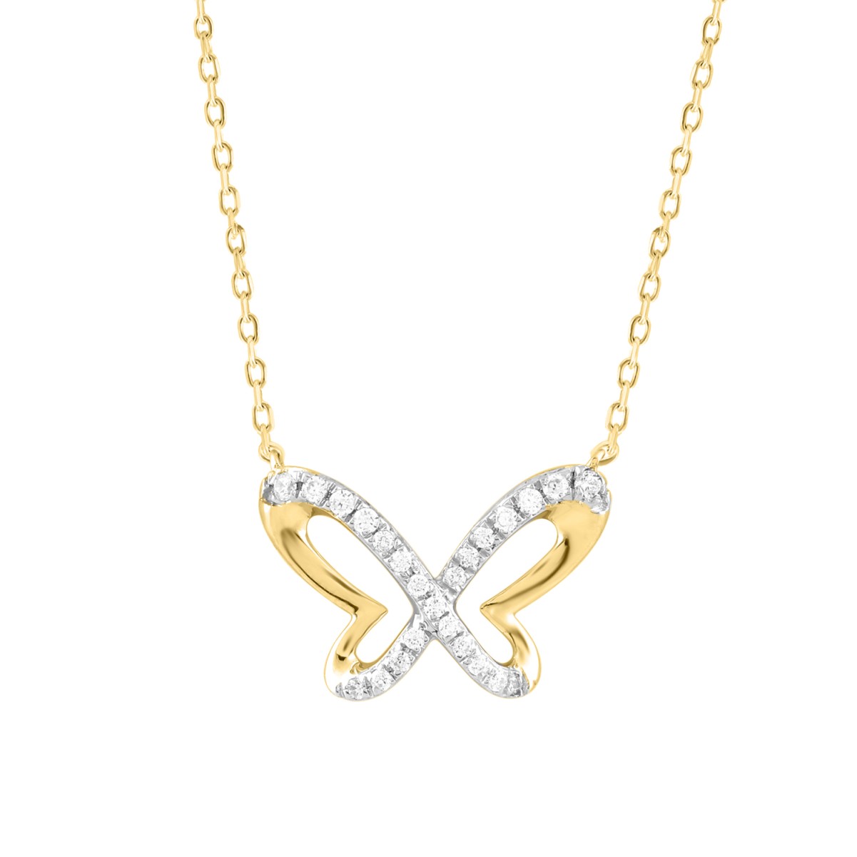 10K YELLOW GOLD 1/6CT ROUND DIAMOND LADIES NECKLACE 