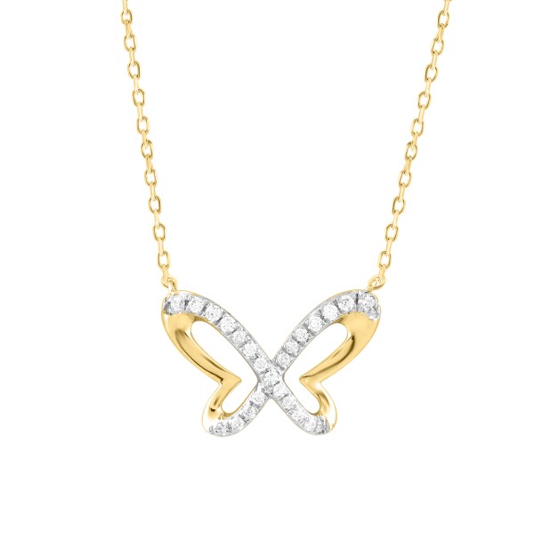10K YELLOW GOLD 1/6CT ROUND DIAMOND LADIES NECKLAC...