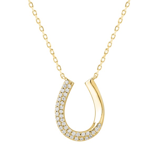 14K YELLOW GOLD 1/6CT ROUND DIAMOND LADIES NECKLAC...