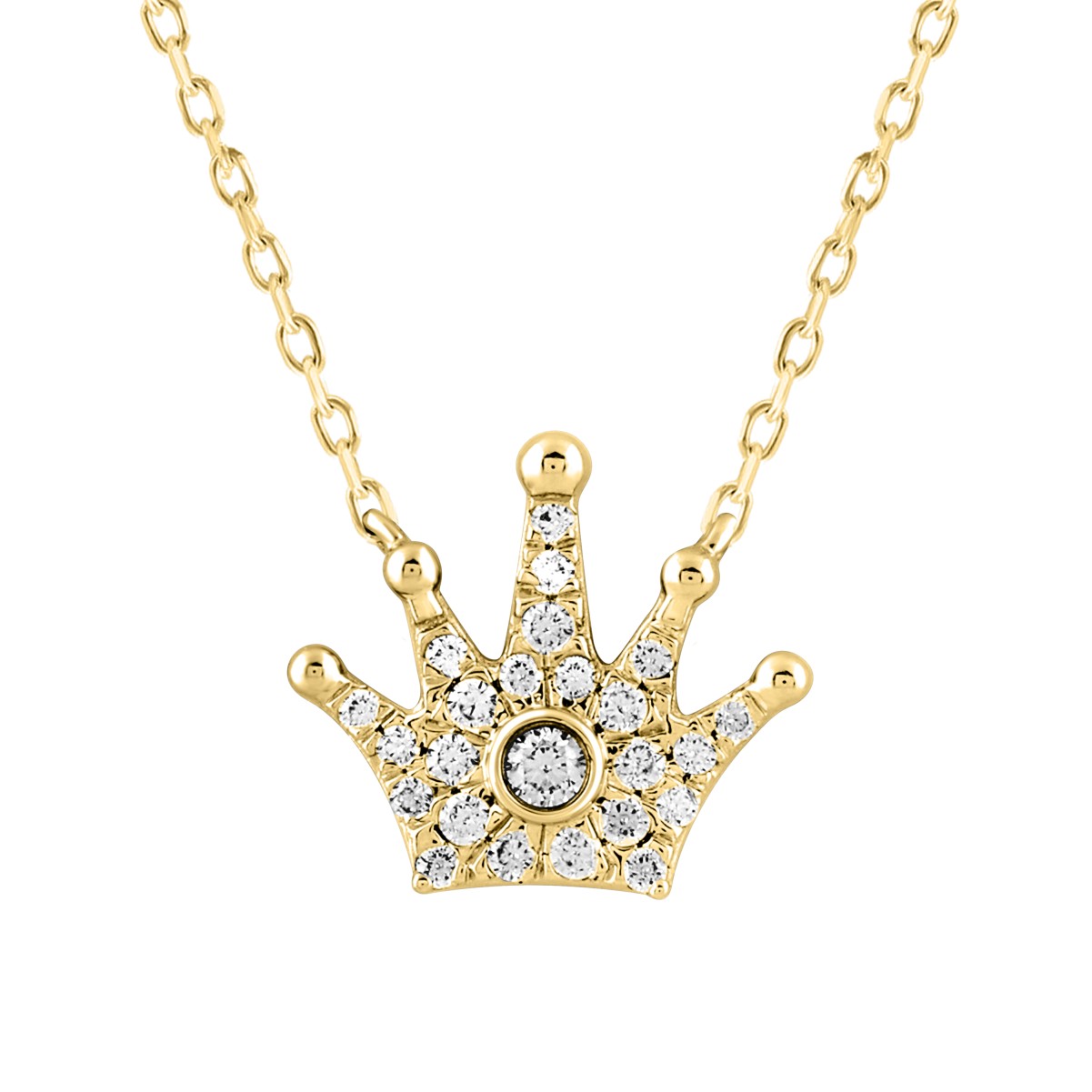 10K YELLOW GOLD 1/6CT ROUND DIAMOND LADIES NECKLACE 