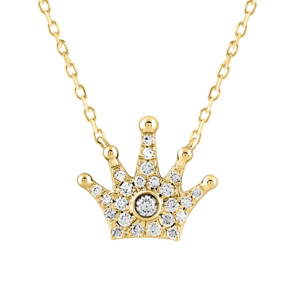 10K YELLOW GOLD 1/6CT ROUND DIAMOND LADIES NECKLAC...