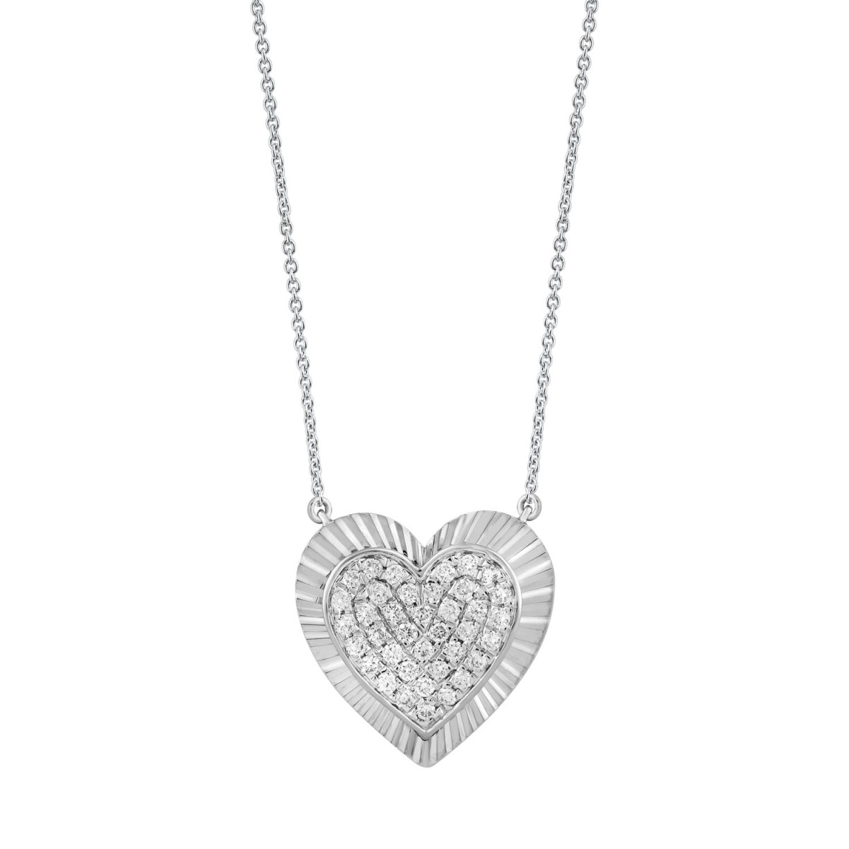 18K WHITE GOLD 1/4CT ROUND DIAMOND LADIES NECKLACE 