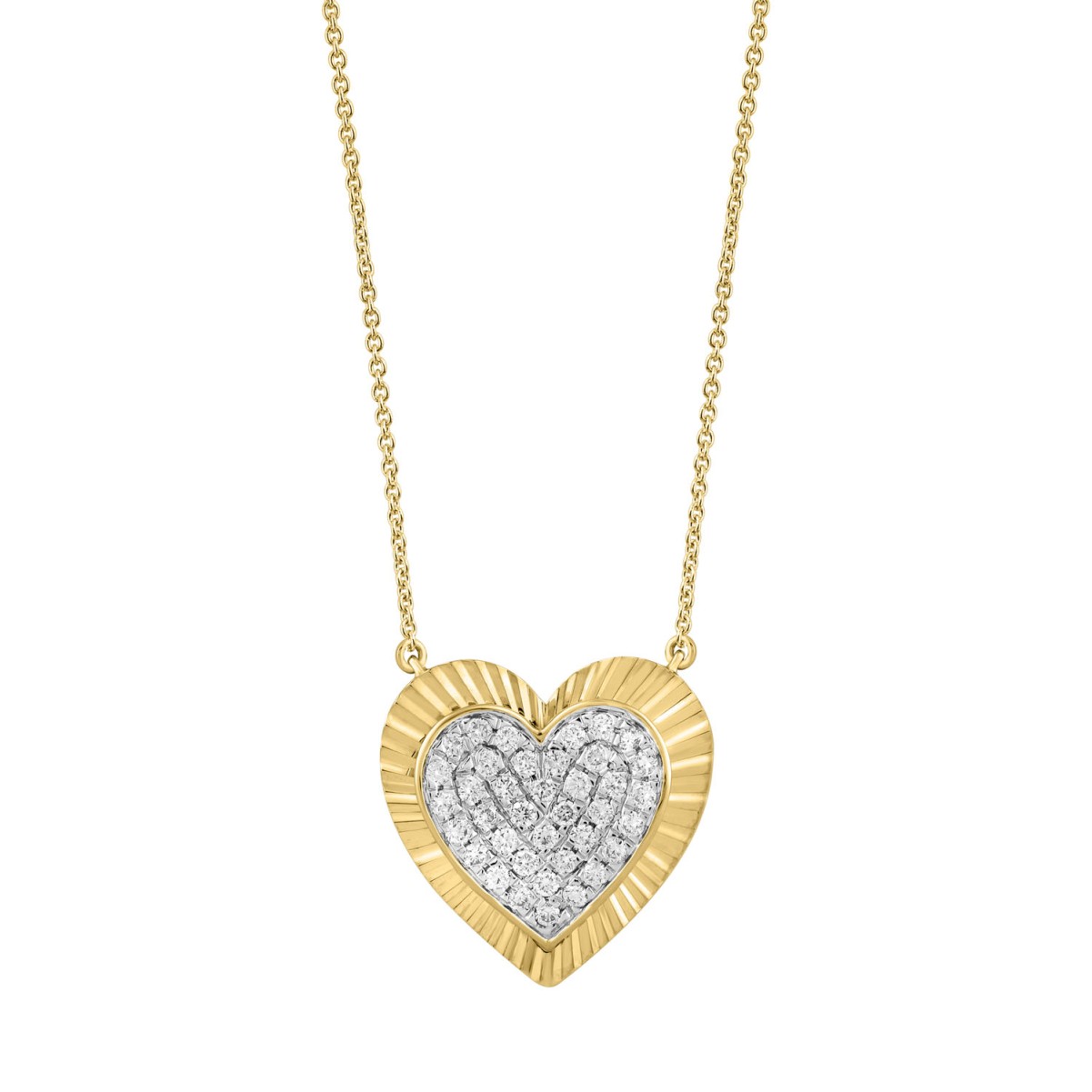 14K YELLOW GOLD 1/4CT ROUND DIAMOND LADIES NECKLACE