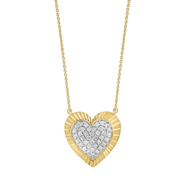 14K YELLOW GOLD 1/4CT ROUND DIAMOND LADIES NECKLAC...