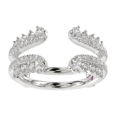 14K WHITE GOLD 3/4CT ROUND DIAMOND LADIES WRAP RING 