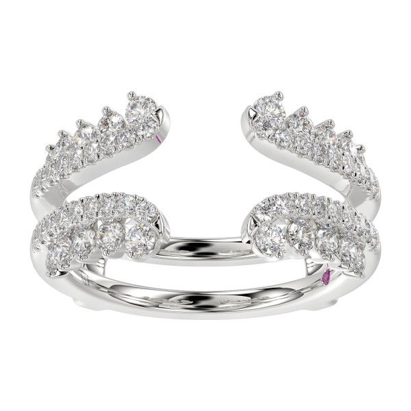 14K WHITE GOLD 3/4CT ROUND DIAMOND LADIES WRAP RIN...