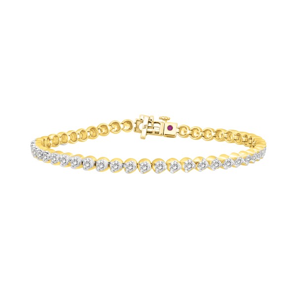 18K YELLOW GOLD 1CT ROUND DIAMOND LADIES BRACELET ...