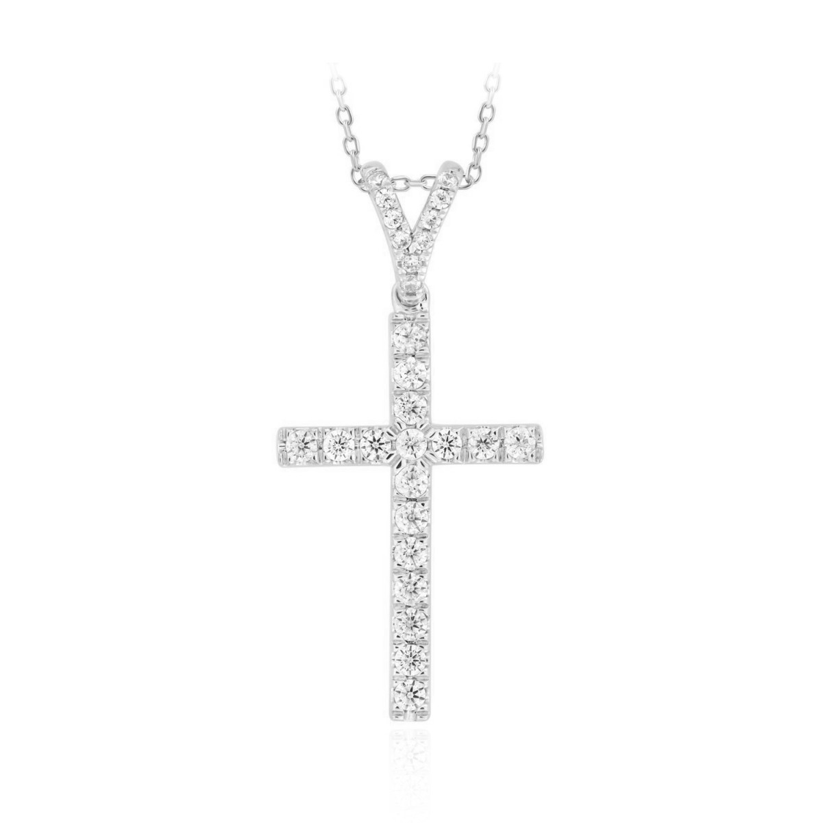 14K WHITE GOLD 1/2CT ROUND DIAMOND LADIES PENDANT WITH CHAIN 14K WHITE GOLD 1/2CT ROUND DIAMOND LADIES PENDANT WITH CHAIN