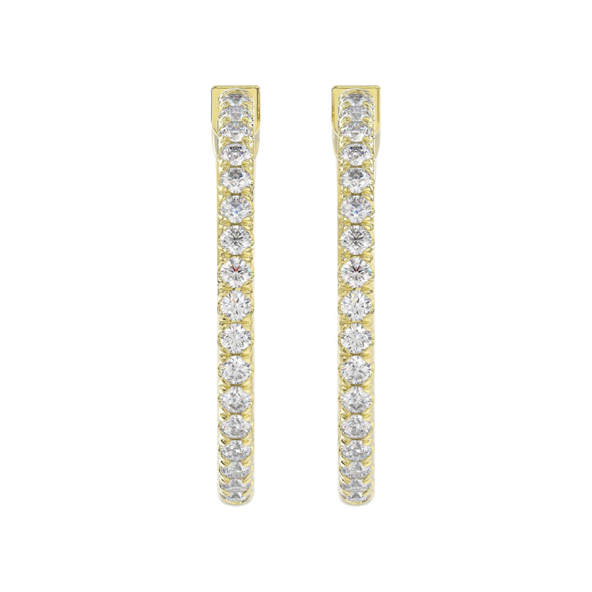 14K YELLOW GOLD 3.00CT ROUND DIAMOND LADIES HOOP EARRINGS