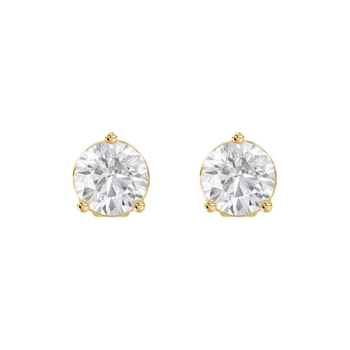 18K YELLOW GOLD 1/3CT ROUND DIAMOND LADIES SOLITAIRE EARRINGS 