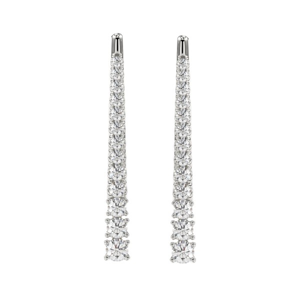 14K WHITE GOLD 1/4CT ROUND DIAMOND LADIES HOOP EAR...