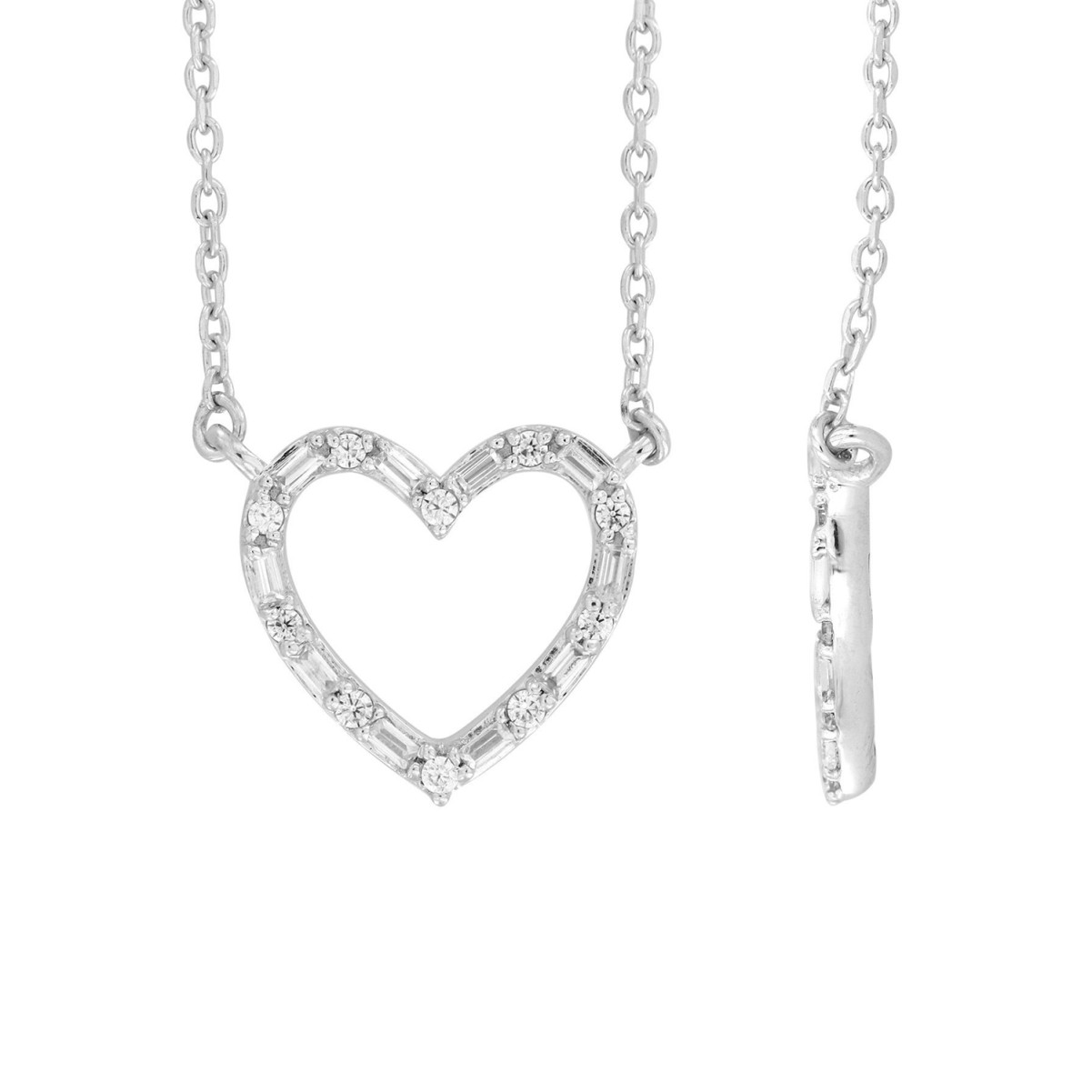 10K WHITE GOLD 1/5CT ROUND/BAGUETTE DIAMOND LADIES PENDANT WITH CHAIN 10K WHITE GOLD 1/5CT ROUND/BAGUETTE DIAMOND LADIES PENDANT WITH CHAIN