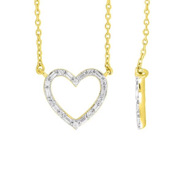 10K YELLOW GOLD 1/5CT ROUND/BAGUETTE DIAMOND LADIE...