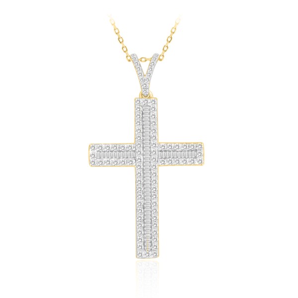 18K YELLOW GOLD 1CT ROUND/BAGUETTE DIAMOND LADIES ...