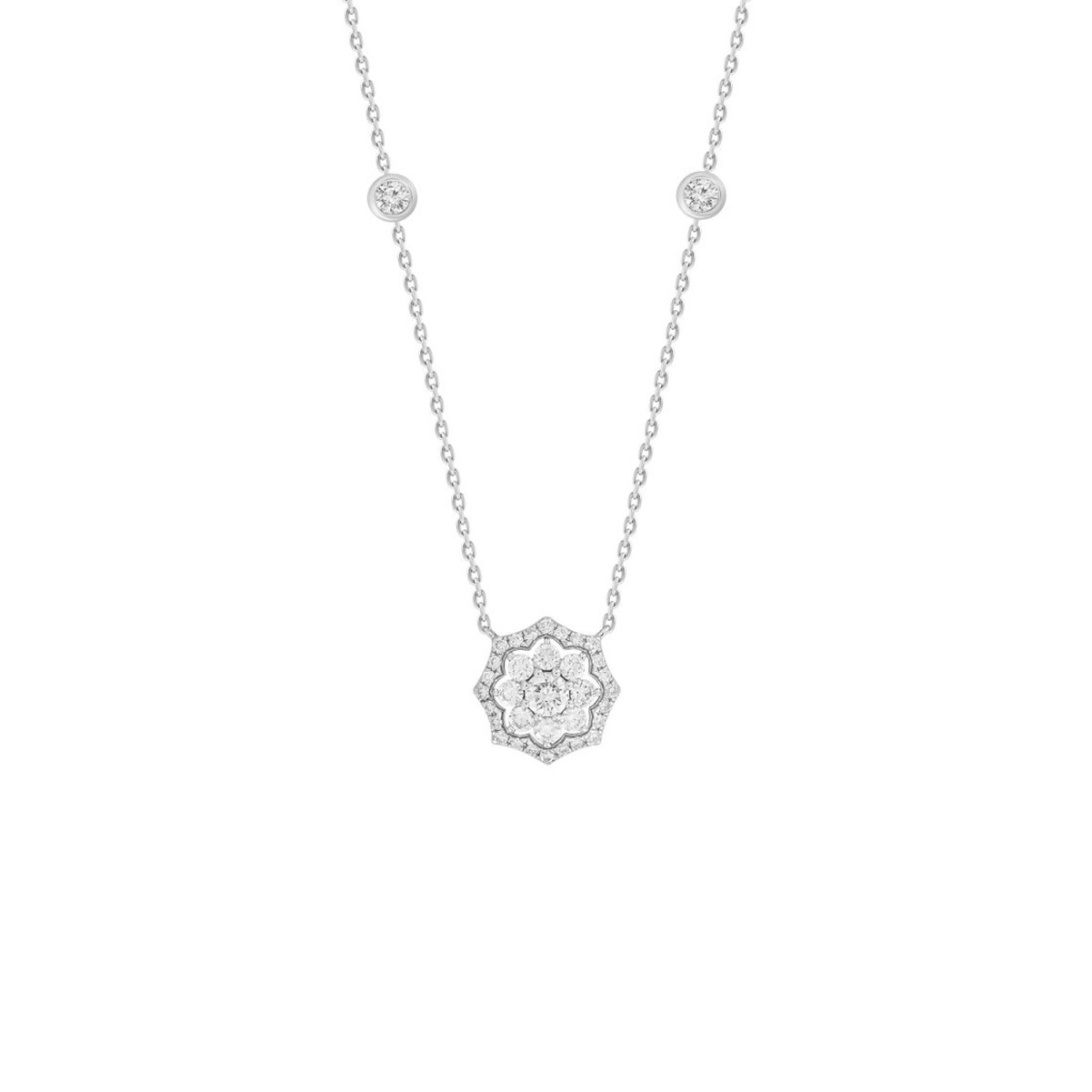 18K WHITE GOLD 1CT ROUND DIAMOND LADIES NECKLACE 