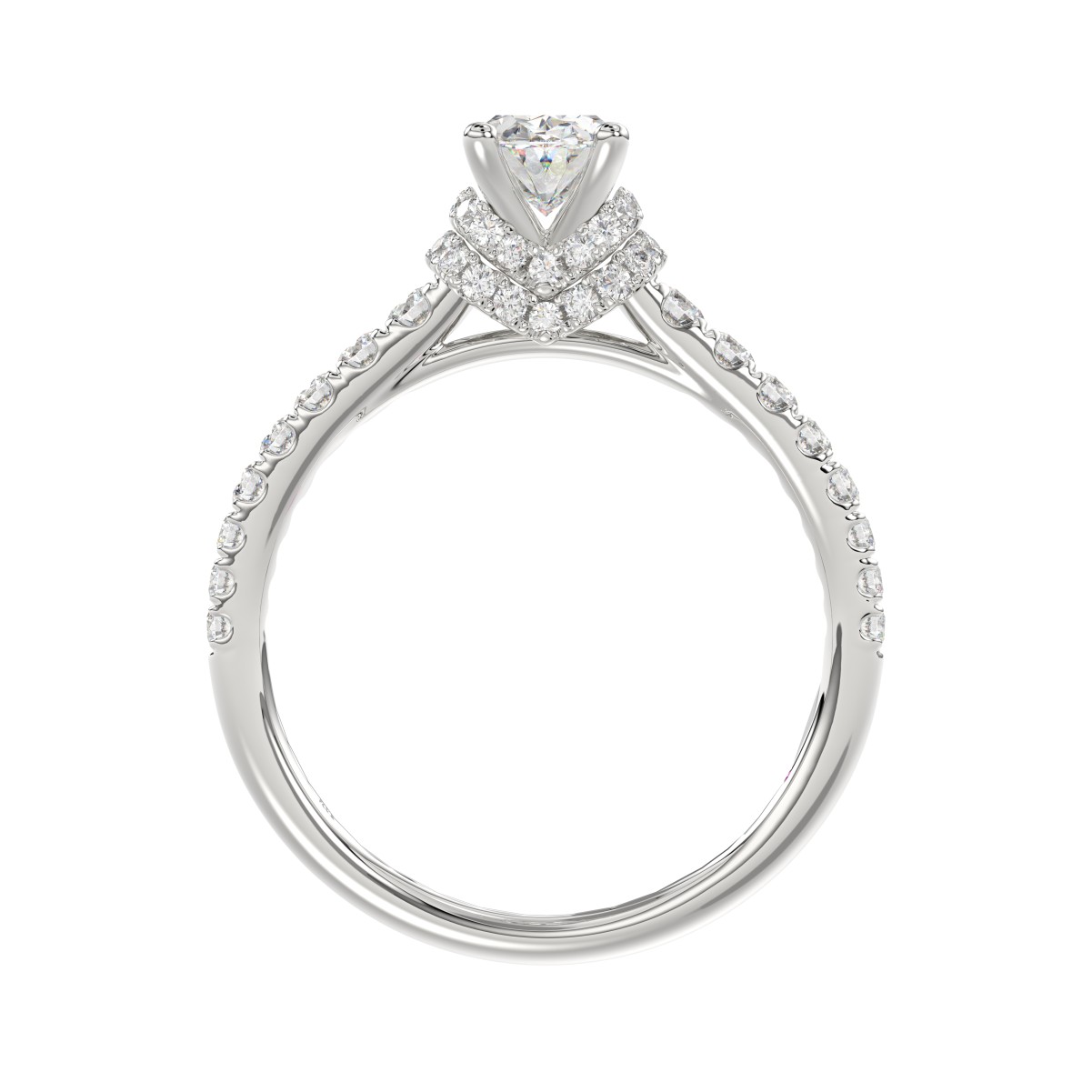 18K WHITE GOLD 1 1/4CT ROUND/OVAL DIAMOND LADIES RING(CENTER STONE OVAL DIAMOND 3/4CT)