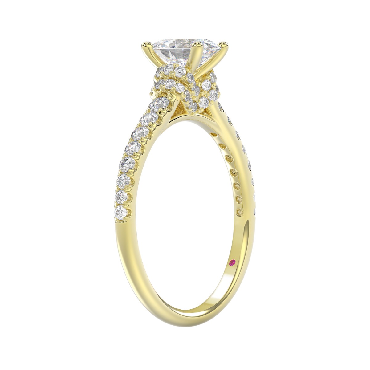 18K YELLOW  GOLD 1 1/4CT ROUND/OVAL DIAMOND LADIES RING(CENTER STONE OVAL DIAMOND 3/4CT)