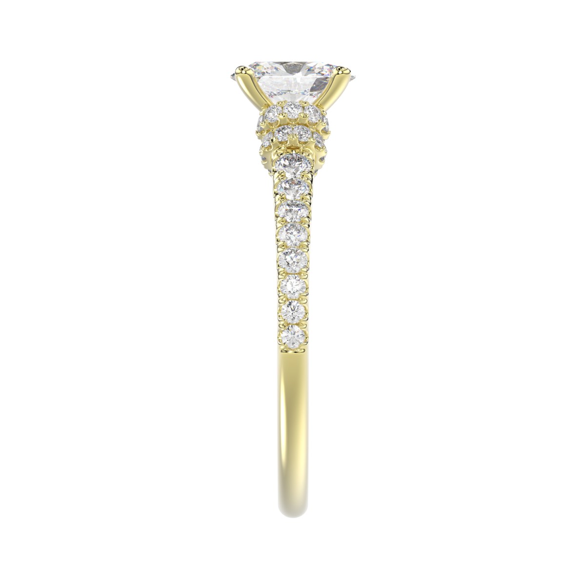18K YELLOW  GOLD 1 1/4CT ROUND/OVAL DIAMOND LADIES RING(CENTER STONE OVAL DIAMOND 3/4CT)
