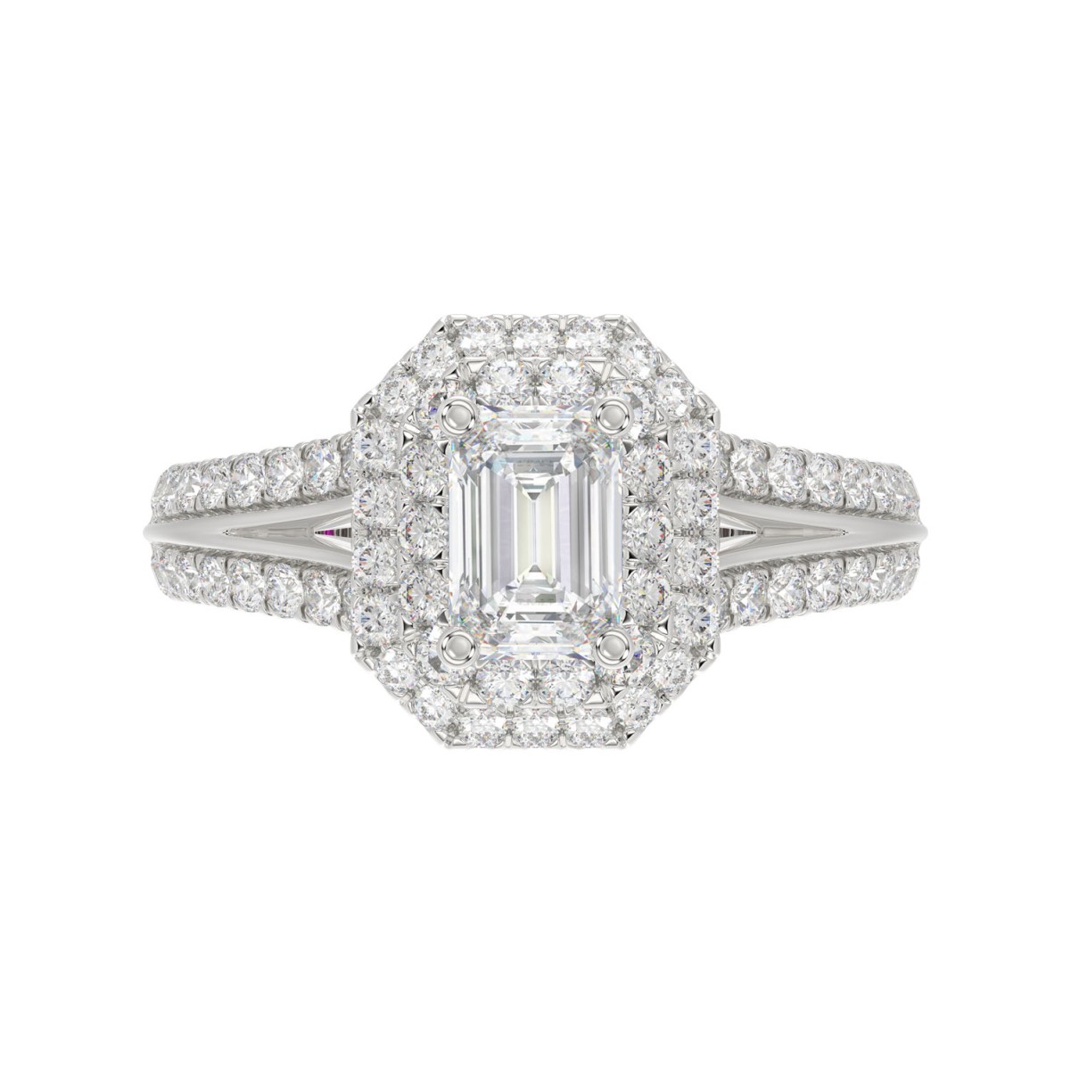 18K WHITE GOLD 1 1/2CT ROUND/EMERALD DIAMOND LADIES RING(CENTER STONE EMERALD DIAMOND 3/4CT) 18K WHITE GOLD 1 1/2CT ROUND/EMERALD DIAMOND LADIES RING(CENTER STONE EMERALD DIAMOND 3/4CT)
