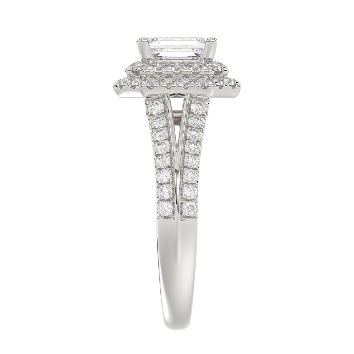 18K WHITE GOLD 1 1/2CT ROUND/EMERALD DIAMOND LADIES RING(CENTER STONE EMERALD DIAMOND 3/4CT) 18K WHITE GOLD 1 1/2CT ROUND/EMERALD DIAMOND LADIES RING(CENTER STONE EMERALD DIAMOND 3/4CT)