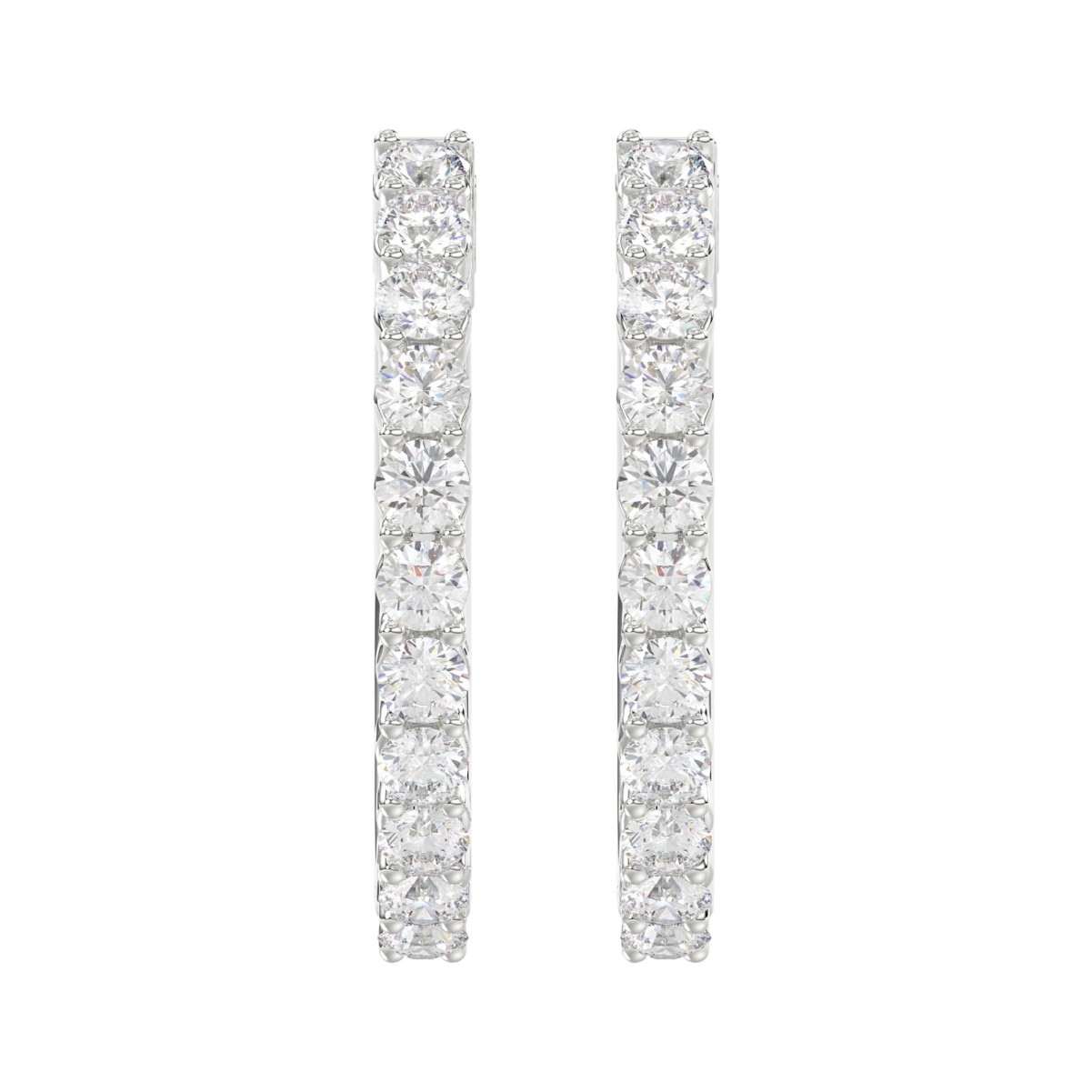 14K WHITE GOLD 2.00CT ROUND DIAMOND LADIES HOOP EARRINGS