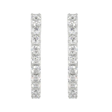 18K WHITE GOLD 2CT ROUND DIAMOND LADIES HOOPS EARRINGS 