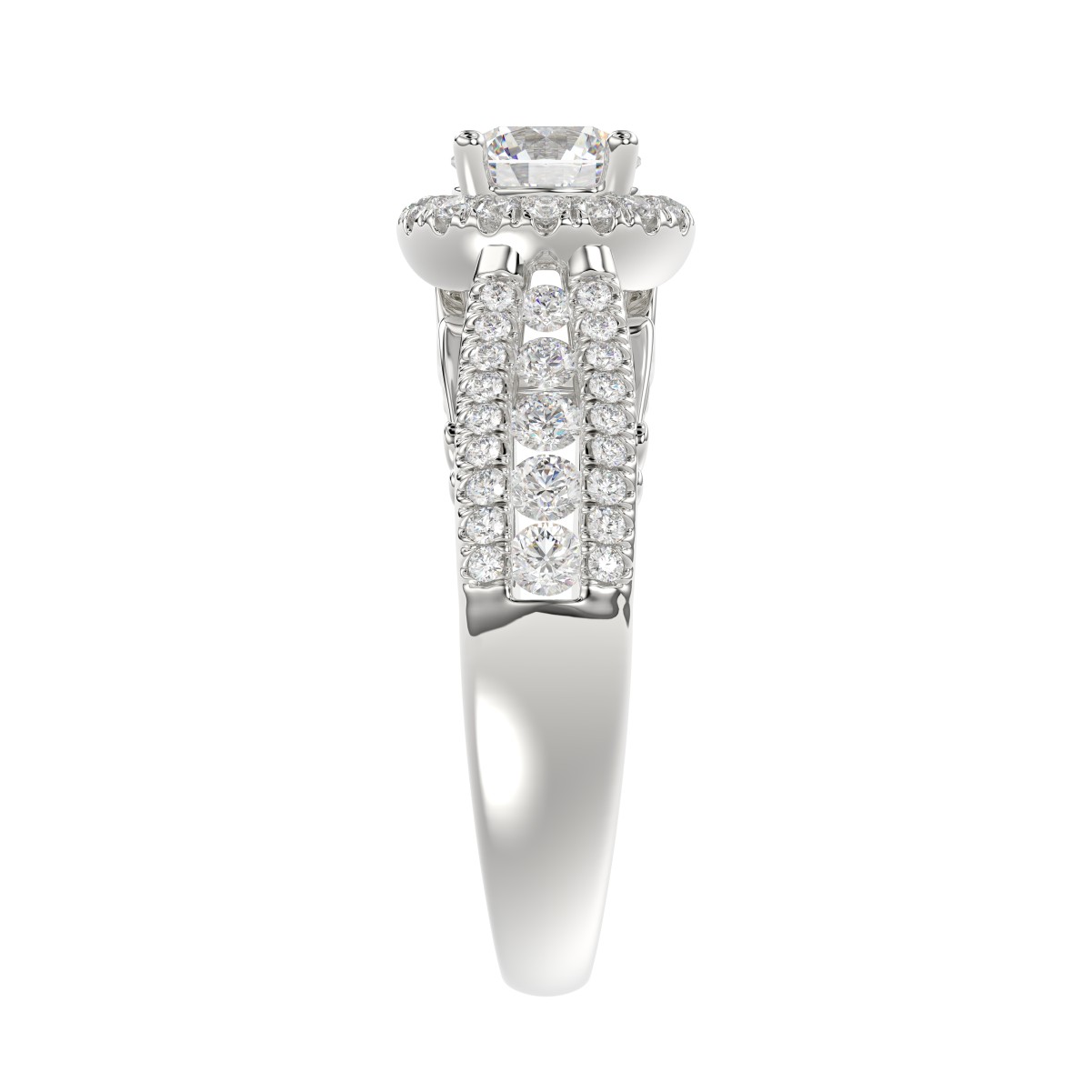 18K WHITE GOLD 1 1/2CT ROUND DIAMOND LADIES RING(CENTER STONE ROUND DIAMOND 3/4CT)