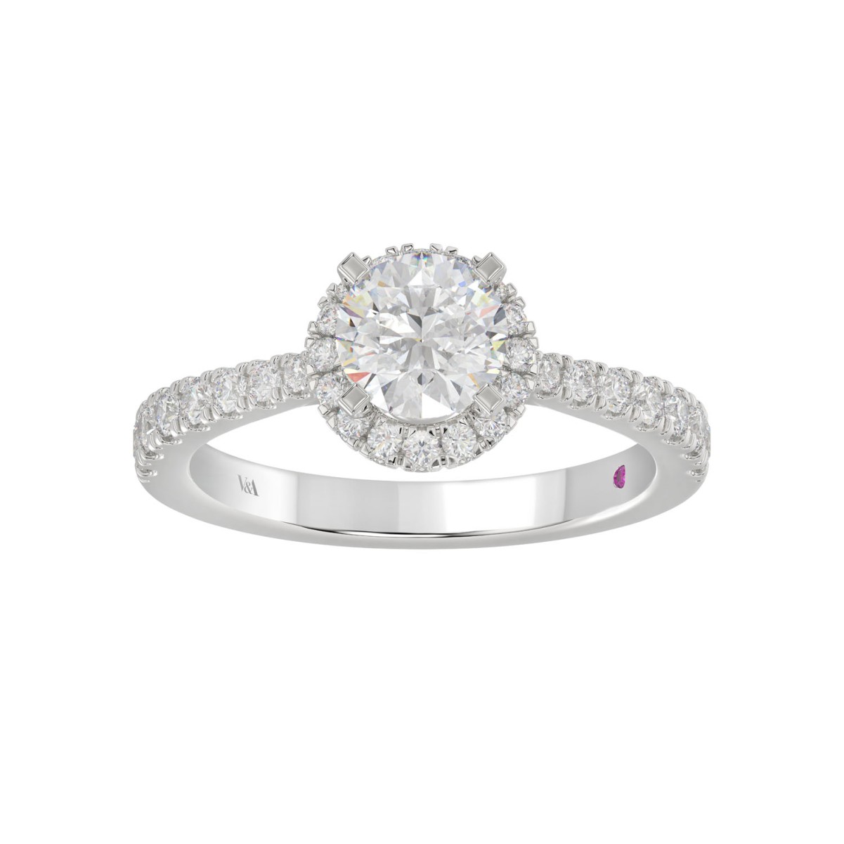 18K WHITE GOLD 1/2CT ROUND DIAMOND LADIES SEMI MOUNT RING(CENTER STONE MOUNT ROUND DIAMOND 1CT)