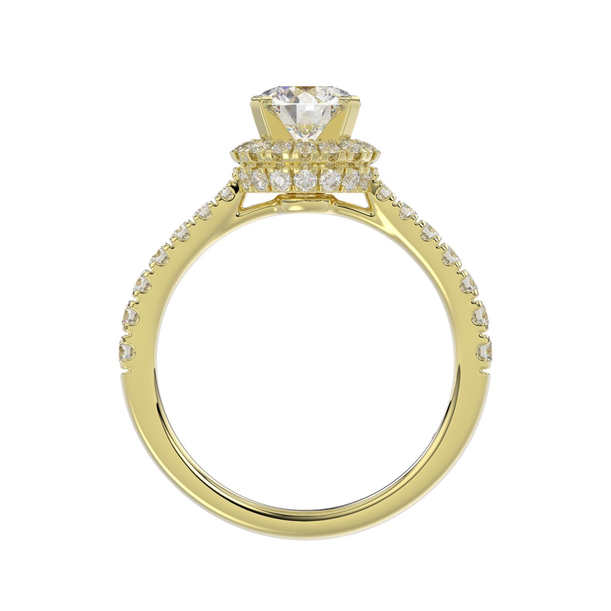 18K YELLOW GOLD 1/2CT ROUND DIAMOND LADIES SEMI MOUNT RING(CENTER STONE MOUNT ROUND DIAMOND 1CT)