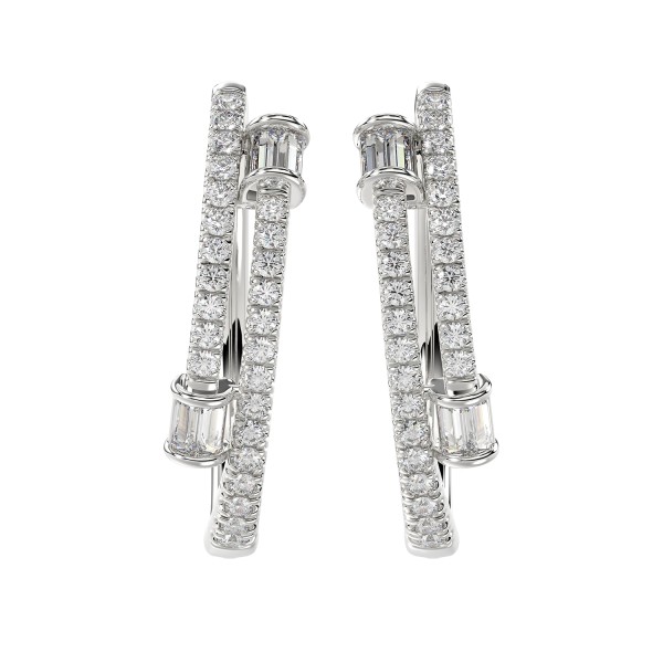 18K WHITE GOLD 3/4CT ROUND/BAGUETTE DIAMOND LADIES...